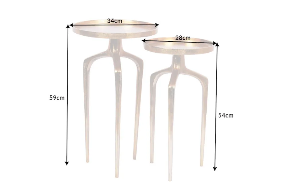 Riess-Ambiente Beistelltische|Goldene Möbel > 2er Set Beistelltische ABSTRACT 60cm gold Metall rund Shabby Chic Design