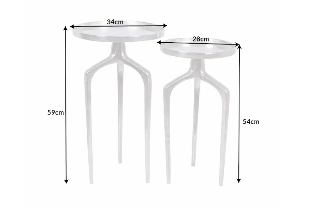 Riess-Ambiente Beistelltische > 2er Set Beistelltische ABSTRACT 60cm silber Metall rund Shabby Chic Design