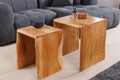 Riess-Ambiente Beistelltische|Couchtische & Truhen > 2er Set Beistelltische MAMMUT 55cm braun massives Akazienholz