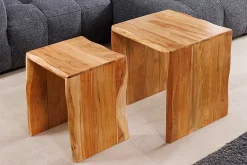 Riess-Ambiente Beistelltische|Couchtische & Truhen > 2er Set Beistelltische MAMMUT 55cm braun massives Akazienholz