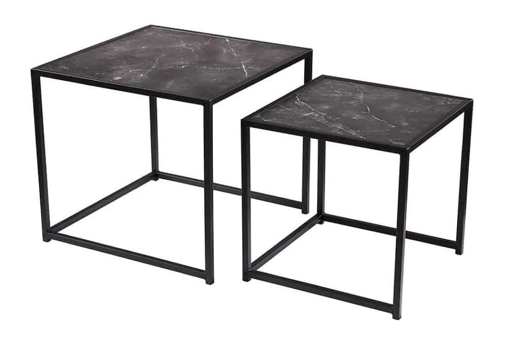 Riess-Ambiente Beistelltische|Couchtische & Truhen > 2er Set Beistelltische SLIM LINE 50cm graphit Metall Couchtische