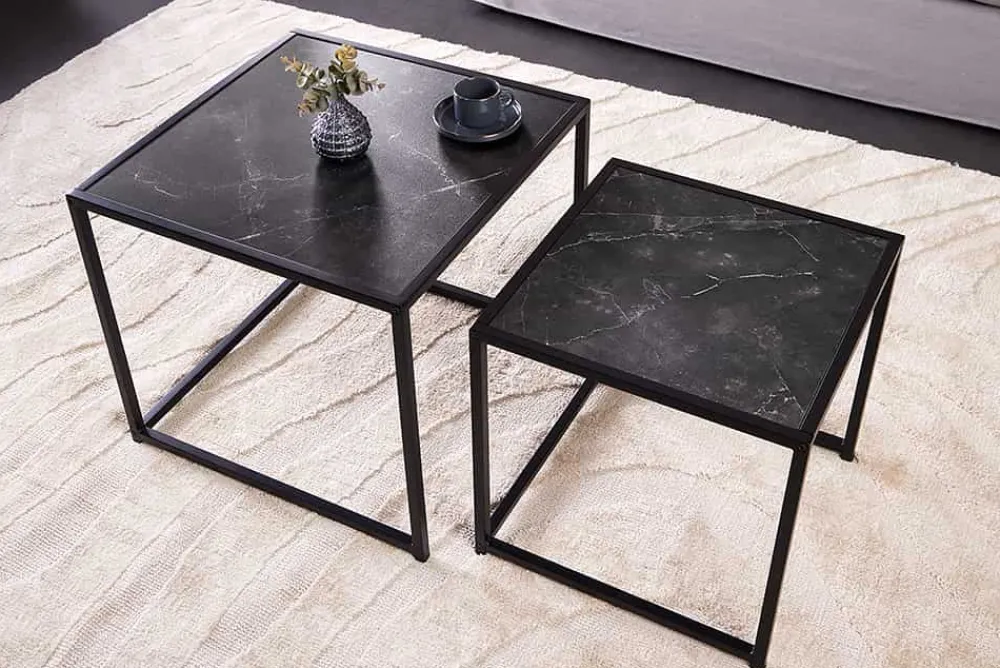 Riess-Ambiente Beistelltische|Couchtische & Truhen > 2er Set Beistelltische SLIM LINE 50cm graphit Metall Couchtische