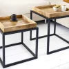 Riess-Ambiente Mehr...|Couchtische > 2er Set Beistelltisch SERVITEUR 50cm natur Mangoholz schwarzes Metallgestell Couchtische massiv