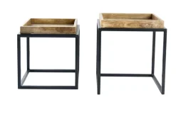 Riess-Ambiente Mehr...|Couchtische > 2er Set Beistelltisch SERVITEUR 50cm natur Mangoholz schwarzes Metallgestell Couchtische massiv