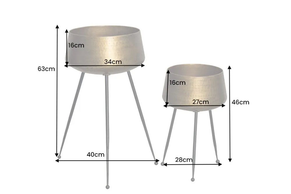 Riess-Ambiente Dekoration|Goldene Möbel > 2er Set Blumentopf FLOWERS 65cm messing gold schwarz Hammerschlag-Design