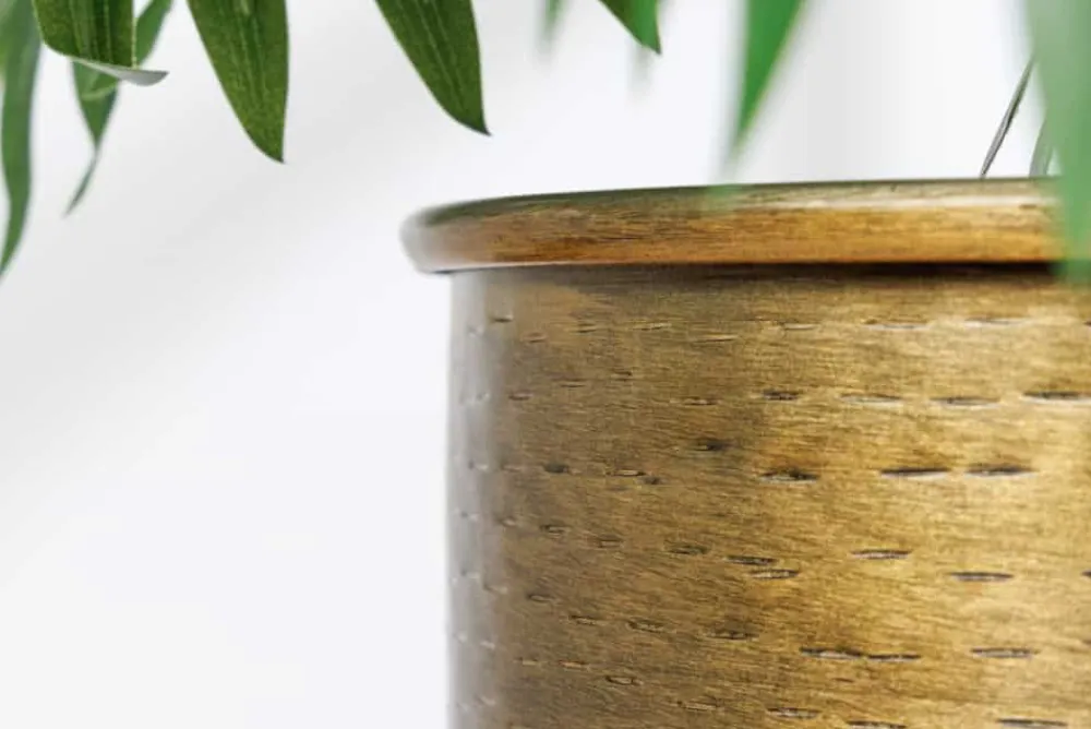 Riess-Ambiente Dekoration|Goldene Möbel > 2er Set Blumentopf UNIT 70/50cm gold schwarz Metall Hammerschlag Design