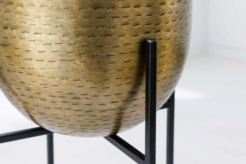 Riess-Ambiente Dekoration|Goldene Möbel > 2er Set Blumentopf UNIT 70/50cm gold schwarz Metall Hammerschlag Design