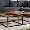 Riess-Ambiente Couchtische & Truhen|Mehr... > 2er Set Couchtisch ELEMENTS 65cm braun Sheesham Massivholz stone finish Eisen schwarz