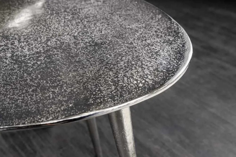 Riess-Ambiente Couchtische & Truhen|Retro Möbel > 2er Set Couchtisch ELEMENTS 50cm silber Metall Handarbeit