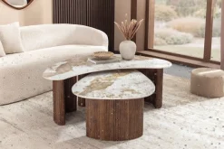 Riess-Ambiente Skandinavisch|Couchtische & Truhen > 2er Set Couchtische OSAKA 120cm weiß Pandora Keramik Walnuss