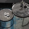Riess-Ambiente Couchtische & Truhen > 2er Set Runde Couchtische ELEMENTS 65cm silber schwarz Metall Tablett Beistelltisch
