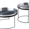 Riess-Ambiente Couchtische & Truhen > 2er Set Runde Couchtische ELEMENTS 60cm silber schwarz Metall Tabletttisch Beistelltisch