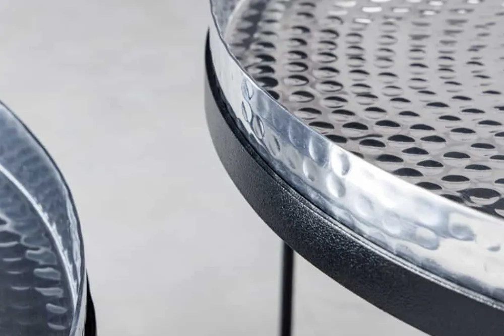Riess-Ambiente Couchtische & Truhen > 2er Set Runde Couchtische ELEMENTS 60cm silber schwarz Metall Tabletttisch Beistelltisch