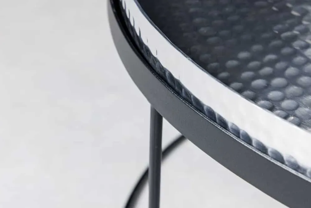 Riess-Ambiente Couchtische & Truhen > 2er Set Runde Couchtische ELEMENTS 60cm silber schwarz Metall Tabletttisch Beistelltisch