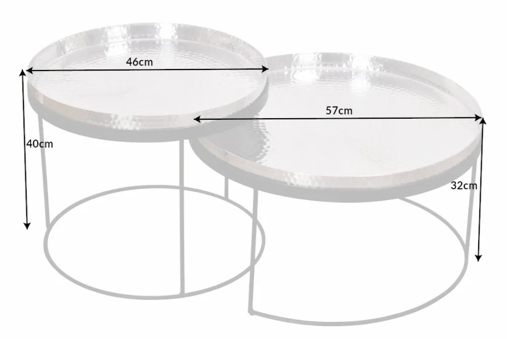 Riess-Ambiente Couchtische & Truhen > 2er Set Runde Couchtische ELEMENTS 60cm silber schwarz Metall Tabletttisch Beistelltisch