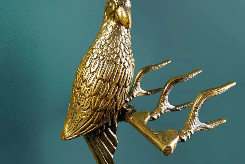 Riess-Ambiente Goldene Möbel|Garderoben > 2er Set Wandgarderobe WILDLIFE BIRDS 45cm gold Metall Hammerschlag Design handmade