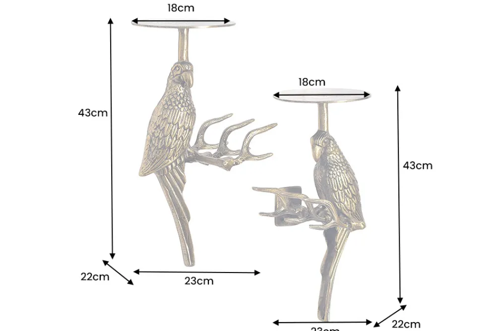 Riess-Ambiente Goldene Möbel|Garderoben > 2er Set Wandgarderobe WILDLIFE BIRDS 45cm gold Metall Hammerschlag Design handmade