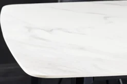 Riess-Ambiente Esstische > Esstisch MILANO 160cm weiß Marmor Keramik schwarzes Metallgestell