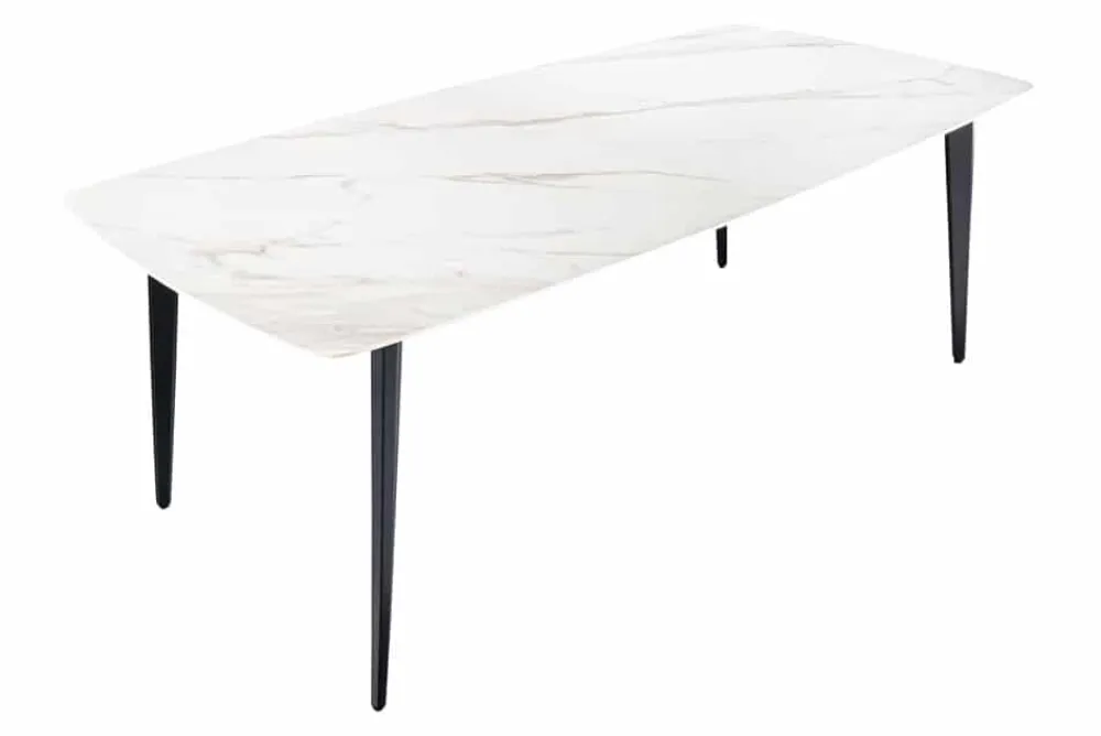 Riess-Ambiente Esstische > Esstisch MILANO 160cm weiß Marmor Keramik schwarzes Metallgestell