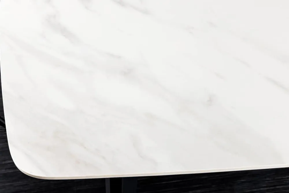 Riess-Ambiente Esstische > Esstisch MILANO 160cm weiß Marmor Keramik schwarzes Metallgestell