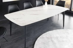Riess-Ambiente Esstische > Esstisch MILANO 180cm weiß Marmor Keramik schwarzes Metallgestell