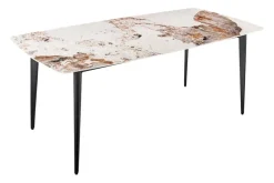 Riess-Ambiente Esstische > Esstisch MILANO 160cm weiß Pandora Keramik schwarzes Metallgestell
