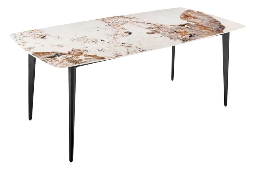 Riess-Ambiente Esstische > Esstisch MILANO 160cm weiß Pandora Keramik schwarzes Metallgestell