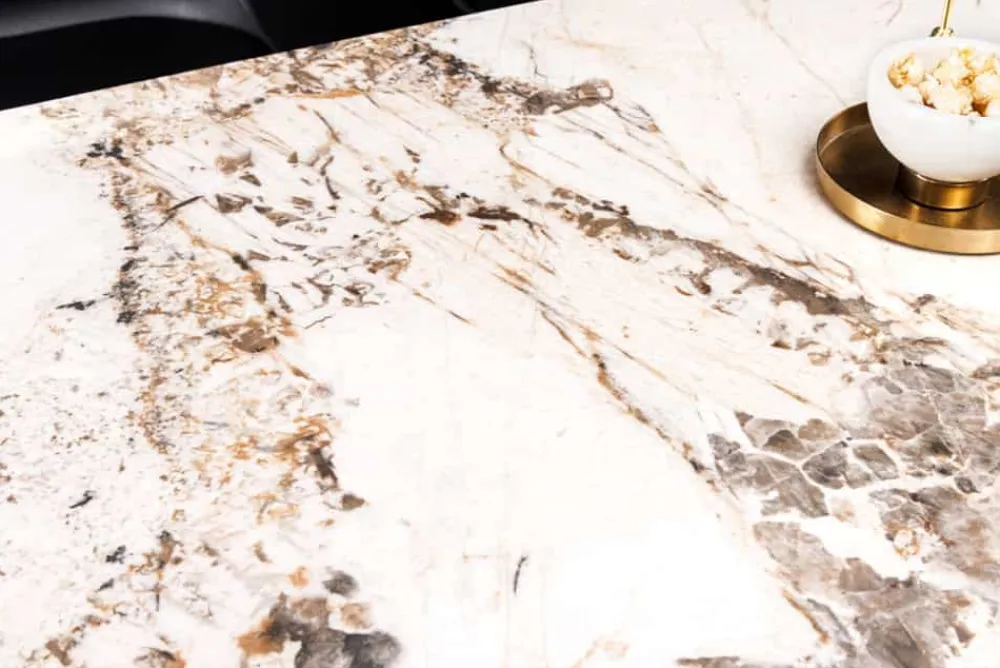 Riess-Ambiente Esstische > Esstisch MILANO 160cm weiß Pandora Keramik schwarzes Metallgestell