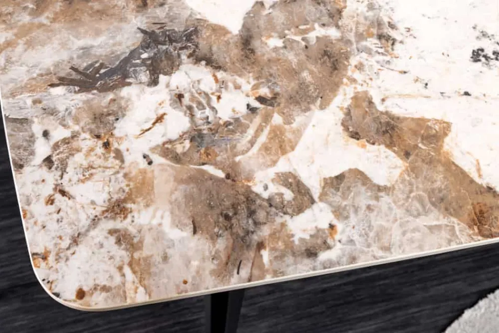 Riess-Ambiente Esstische > Esstisch MILANO 160cm weiß Pandora Keramik schwarzes Metallgestell