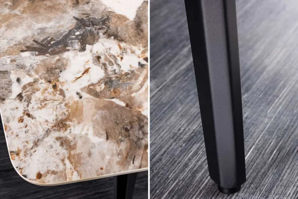 Riess-Ambiente Esstische > Esstisch MILANO 160cm weiß Pandora Keramik schwarzes Metallgestell