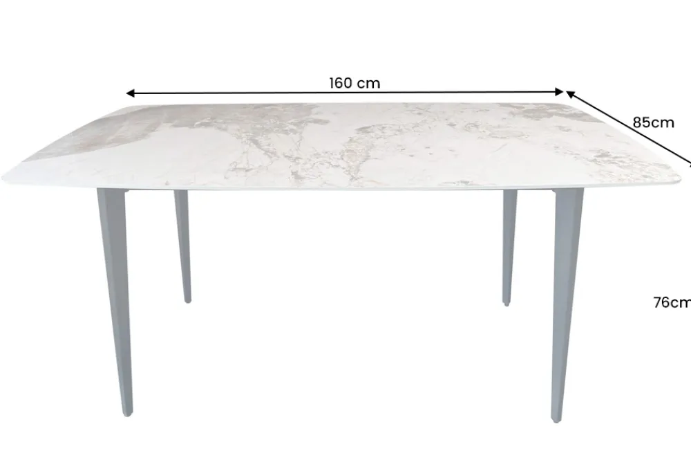 Riess-Ambiente Esstische > Esstisch MILANO 160cm weiß Pandora Keramik schwarzes Metallgestell