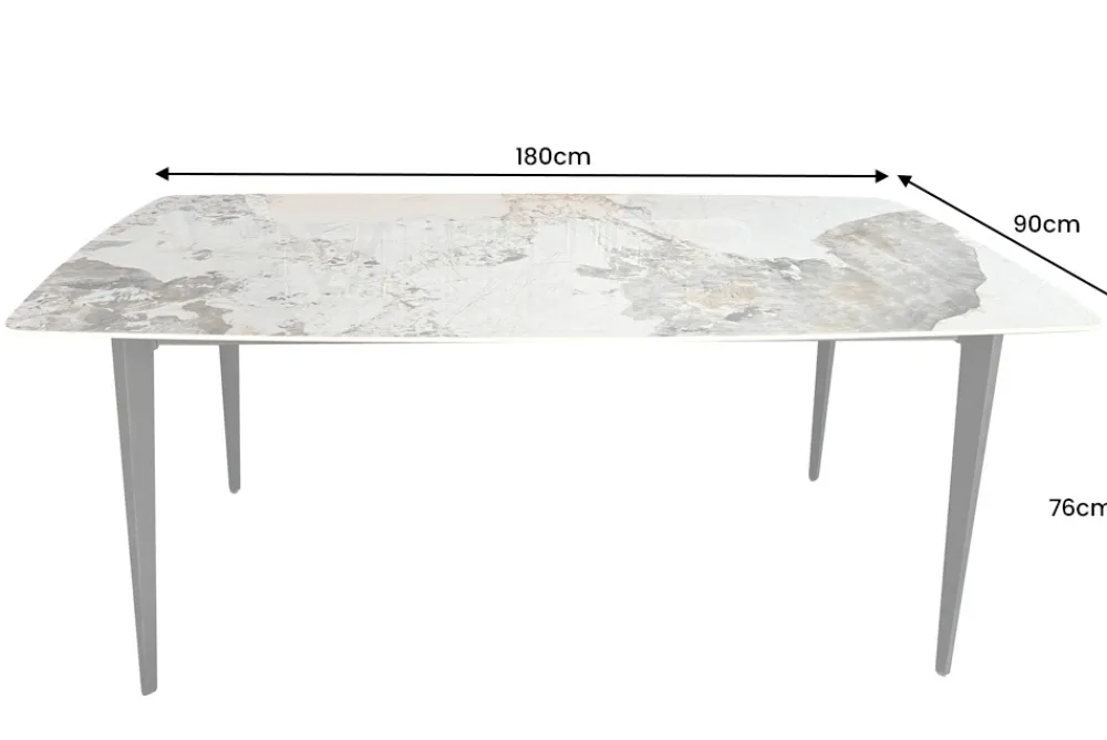 Riess-Ambiente Esstische > Esstisch MILANO 180cm weiß Pandora Keramik schwarzes Metallgestell
