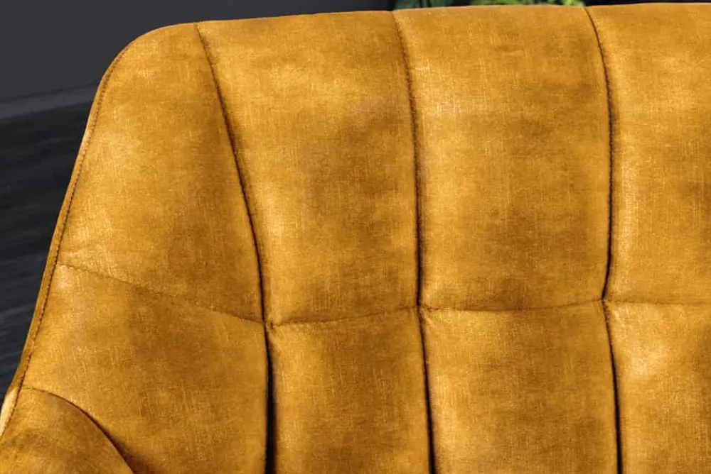 Riess-Ambiente Sitzbänke|Samt Möbel > Esszimmer Sitzbank PAPILLON 165cm senfgelb Samt mit Lehnen schwarzes Metallgestell