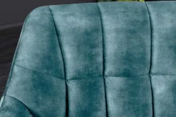 Riess-Ambiente Sitzbänke|Samt Möbel > Esszimmer Sitzbank PAPILLON 165cm petrol Samt mit Lehnen schwarzes Metallgestell