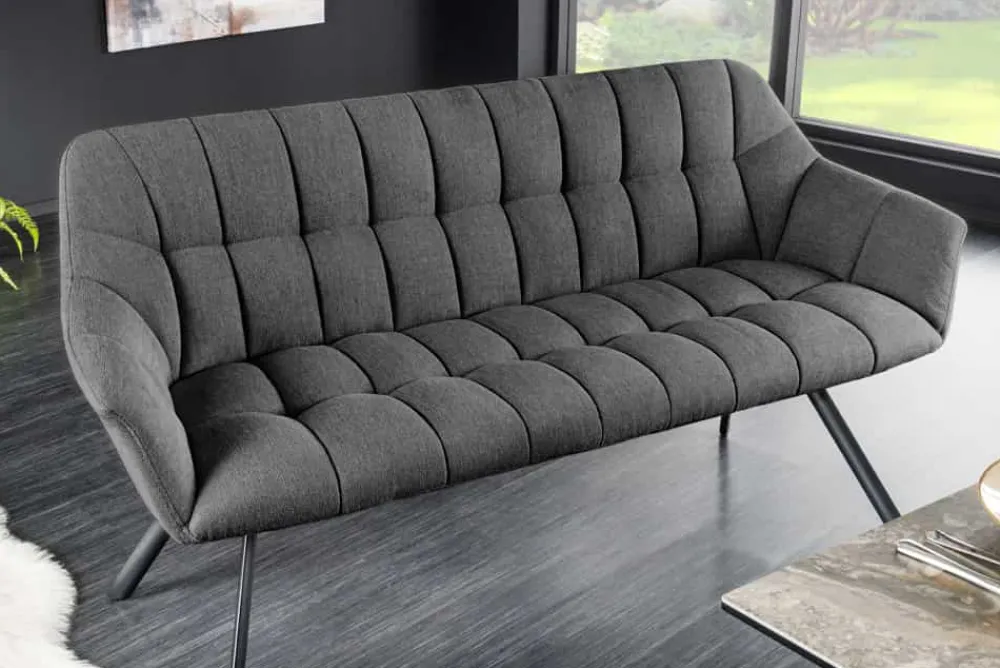 Riess-Ambiente Sitzbänke > Esszimmer Sitzbank PAPILLON 165cm anthrazit Flachgewebe mit Lehnen schwarzes Metallgestell