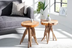 Riess-Ambiente Beistelltische|Mehr... > Exklusiver Beistelltisch ROOT 30cm natur Teak Massivholz Hocker Wurzelholz rund