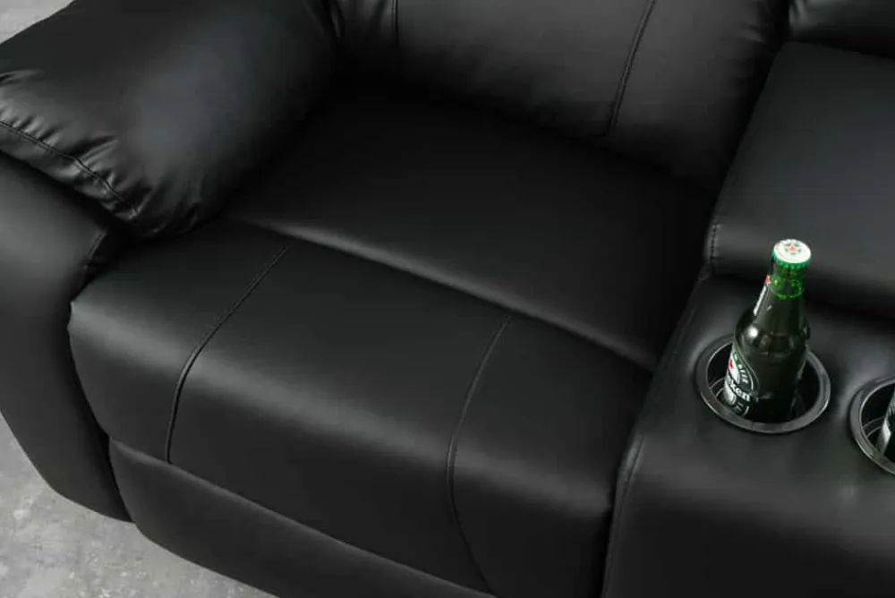 Riess-Ambiente 2-Sitzer Sofa|Sessel > Exklusiver 2er Kinosessel HOLLYWOOD 190cm schwarz mit Liegefunktion und Getränkehalter