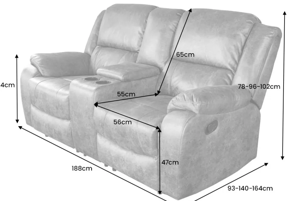 Riess-Ambiente 2-Sitzer Sofa|Sessel > Exklusiver 2er Kinosessel HOLLYWOOD antik braun mit Liegefunktion und Getränkehalter