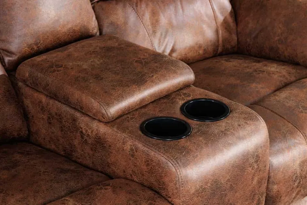 Riess-Ambiente 2-Sitzer Sofa|Sessel > Exklusiver 2er Kinosessel HOLLYWOOD antik braun mit Liegefunktion und Getränkehalter
