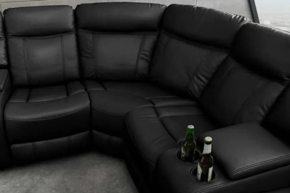 Riess-Ambiente Sessel > Exklusiver 5er Kinosessel HOLLYWOOD schwarz Ecksofa Getränkehalter Stauraum
