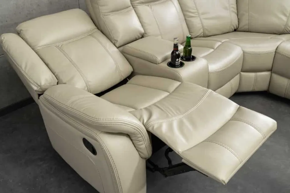 Riess-Ambiente Sessel > Exklusiver 5er Kinosessel HOLLYWOOD beige Ecksofa Getränkehalter Stauraum