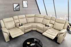 Riess-Ambiente Sessel > Exklusiver 5er Kinosessel HOLLYWOOD beige Ecksofa Getränkehalter Stauraum