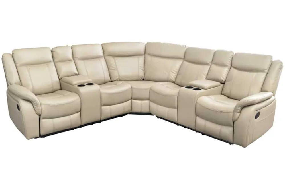 Riess-Ambiente Sessel > Exklusiver 5er Kinosessel HOLLYWOOD beige Ecksofa Getränkehalter Stauraum