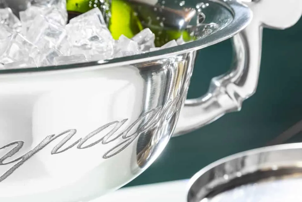 Riess-Ambiente Dekoration > Exklusiver Sektkühler CHAMPAGNE 65cm silber poliert Flaschenkühler