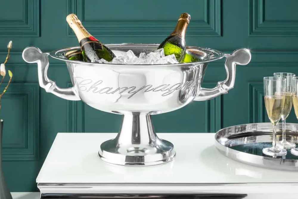 Riess-Ambiente Dekoration > Exklusiver Sektkühler CHAMPAGNE 65cm silber poliert Flaschenkühler
