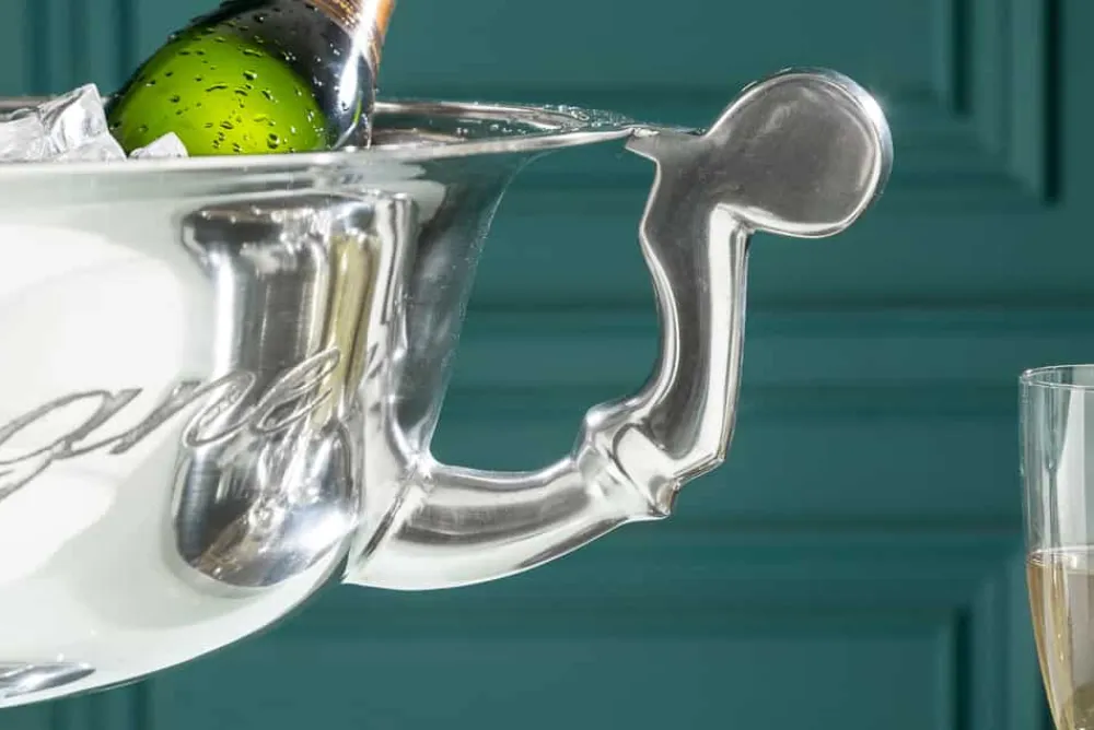 Riess-Ambiente Dekoration > Exklusiver Sektkühler CHAMPAGNE 65cm silber poliert Flaschenkühler