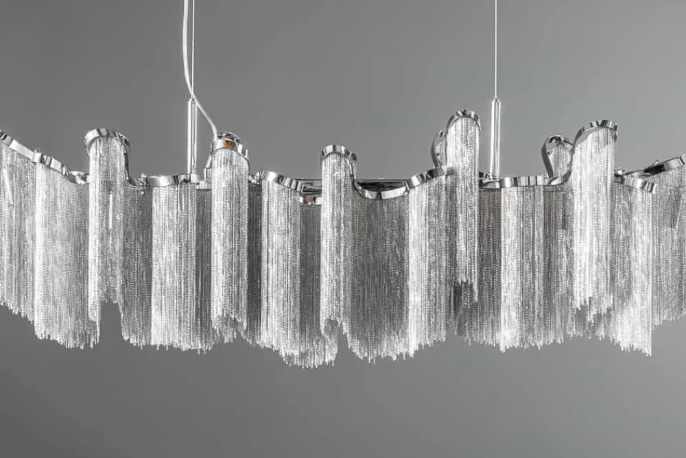 Riess-Ambiente Hängelampen > Extravagante Hängeleuchte ROYAL 120cm silber Hängelampe