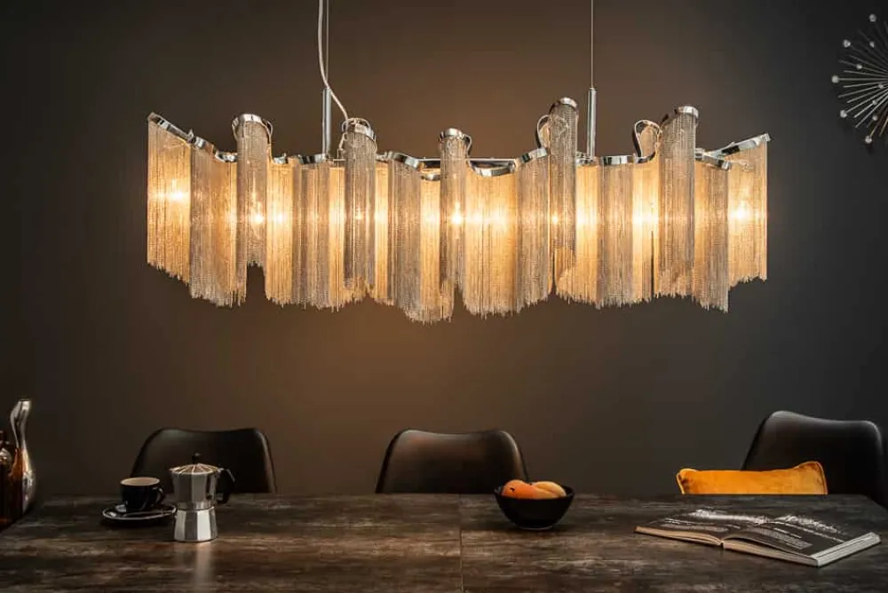 Riess-Ambiente Hängelampen > Extravagante Hängeleuchte ROYAL 120cm silber Hängelampe