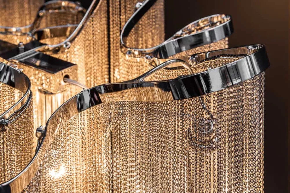 Riess-Ambiente Hängelampen > Extravagante Hängeleuchte ROYAL 120cm silber Hängelampe