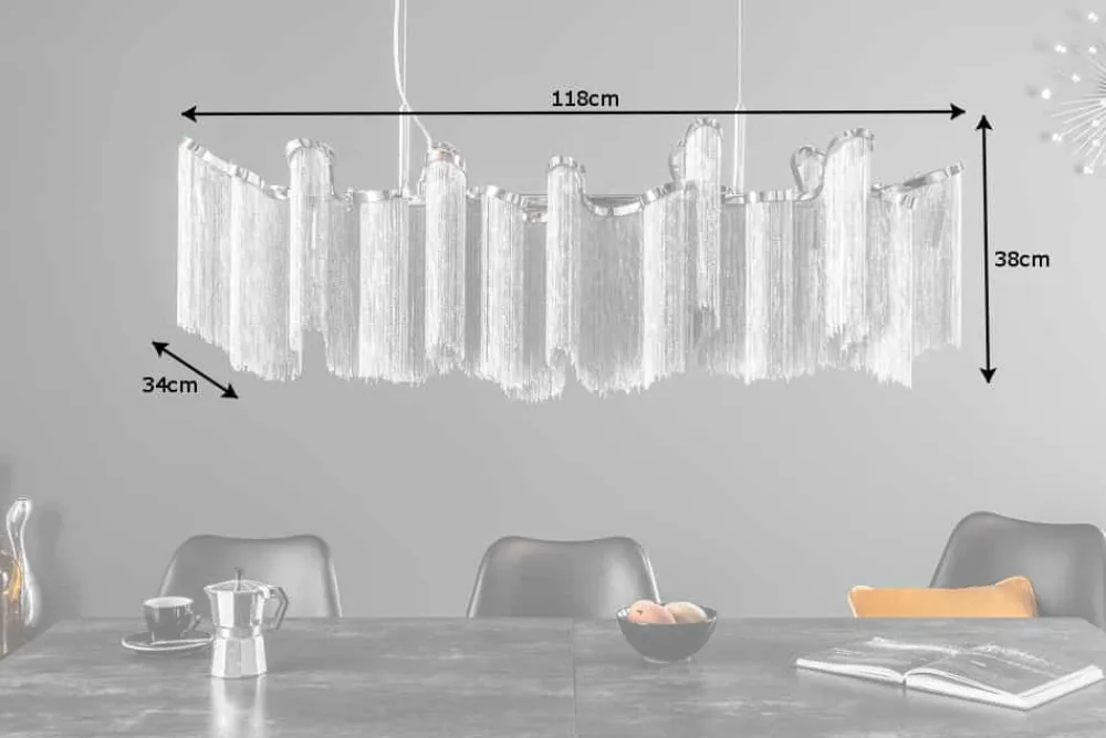 Riess-Ambiente Hängelampen > Extravagante Hängeleuchte ROYAL 120cm silber Hängelampe